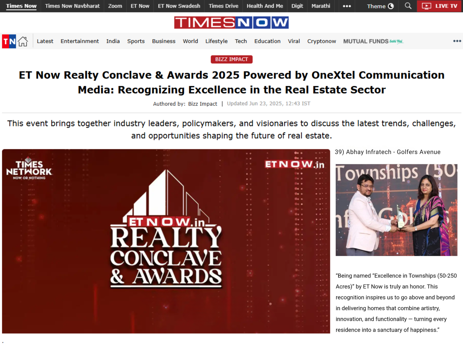 Abhay infratech Media coverage – for website (1)